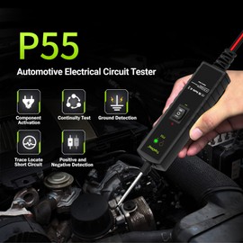 TopDiag P55 Automotive Circuit Tester Car Electrical System Short Tester 12-24V DC with Function Flashlight Component Activation/Continuity Testing/Grounding Detection/Trace Locate Short Circuits/Positive and Negative Detection