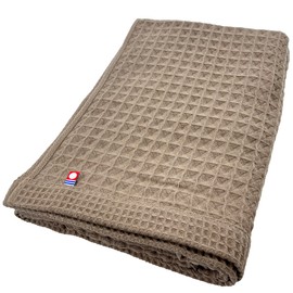Imabari Towel, Waffle Cube, Bath Towel, 1 Sheet, Brown, 24.8 x 51.2 inches (63 x 130 cm), Made in Japan, Waffle Fabric, Thin, Quick Drying, Smooth Touch, Soft, Less Shedding