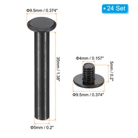 PATIKIL 24 Sets Chicago Screws, 35mm l Chicago Screws Phillips Binding Post Screw Bolts Leather Rivets Fasteners Connectors for Leather Belt Scrapbook Photo Albums, Black