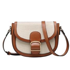 Kasgo Crossbody Bag for Women, Small Leather Shoulder Bag Fashion Ladies Cross Body Handbag Phone Purse Bag with Adjustable Shoulder Strap,Apricot and Brown