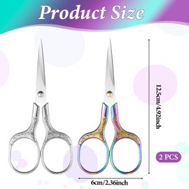 2 PCS Sewing Embroidery Scissors, Small Sharp Sewing Scissors Embroidery Craft Crochet Scissors Stainless Steel Tip Yarn Scissors Dressmaker Shears Scissors for Sewing Needlework Arts Crafts DIY Tools