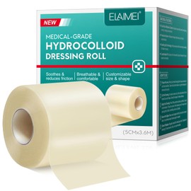Hydrocolloid Roll for Wound Care, 2in x 11.8ft Large Medical-Grade Hydrocolloid Patch Bandages with Self-Adhesive, Ultra Absorbent & Waterproof, DIY Size Shape, First Aid Kit Essential