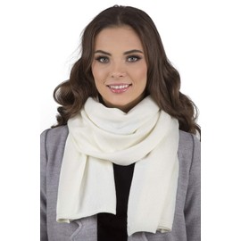 Vivisence Stylish Women's Winter Scarf Made From Warm And Soft Fabric Blend For Ladies Comfortable Design Perfect For Cold Winter And Autumn Days, White,UNI