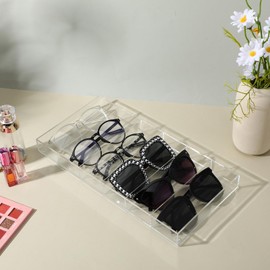 HJZHII 2 Pack Acrylic Sunglasses Organizer, 6 Slot Sunglass Storage Box for Multiple Glasses Clear Eyeglass Case Fashion Eyewear Display Tray for Women Men Home Office Use