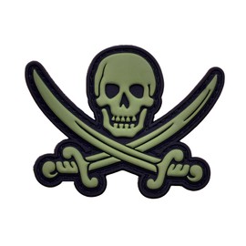 Calico Jack Skull Pirate Jolly Roger PVC Tactical Patch Compatible with Velcro Patches for Backpacks (OD Green)