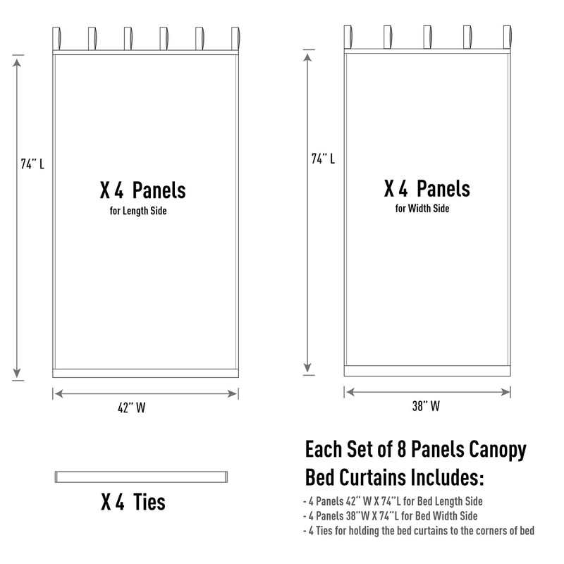 Linentalks Sheer Canopy Bed Curtains for King, Queen, Full and