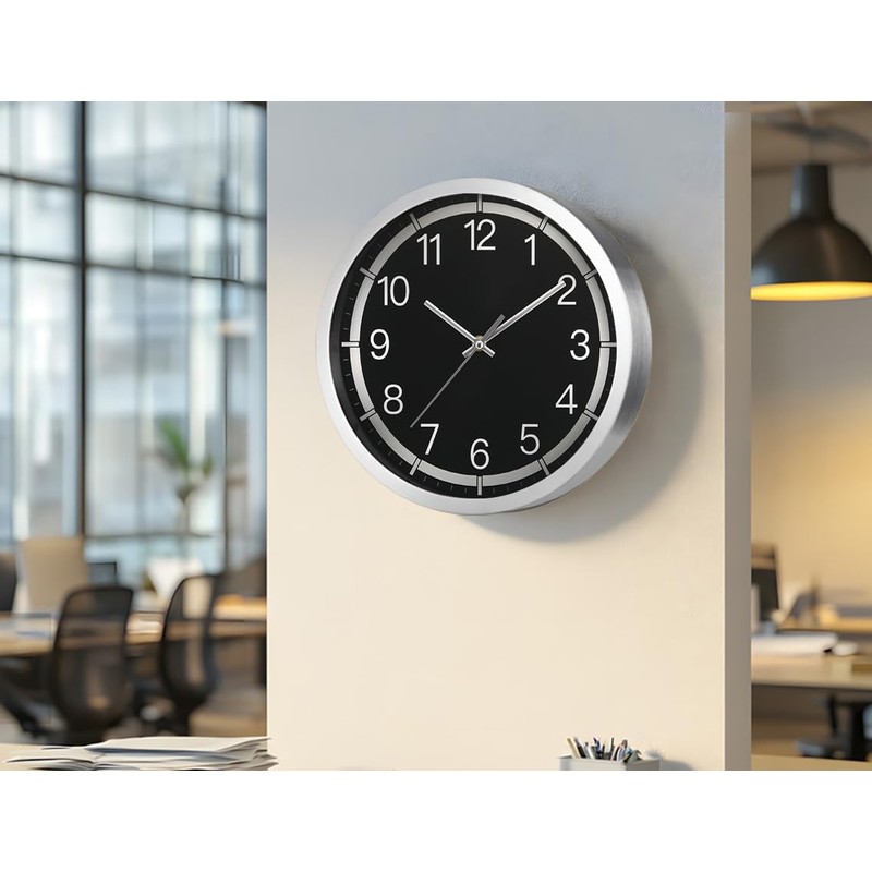 Fzy.bstim Silent Wall Clock Battery Operated,Modern Metal Wall Clock Decorative