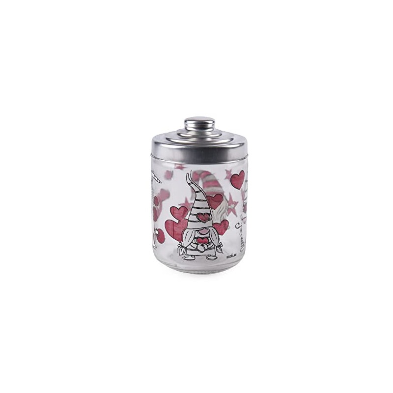 Excelsa 65387 Gnome Sweet Home Glass with Lid, 800 ml,