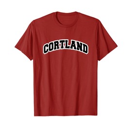 Cortland New York Varsity Style Vintage Red T-Shirt