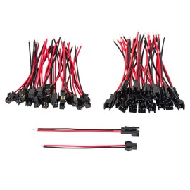 JST SM Connector, VANDESAIL SM 2Pin Jack Plug Male to Female Wire Connector Adapter Electrical Cable for LED Light Strip 20 Pairs 10CM (40 Pack, JST SM 2 Pin Connector)