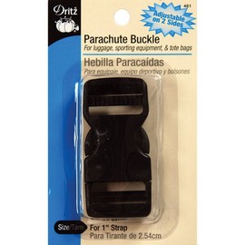 Dritz Dual Adjustable Parachute Buckle for 1-Inch Strap, 1 Set, Black