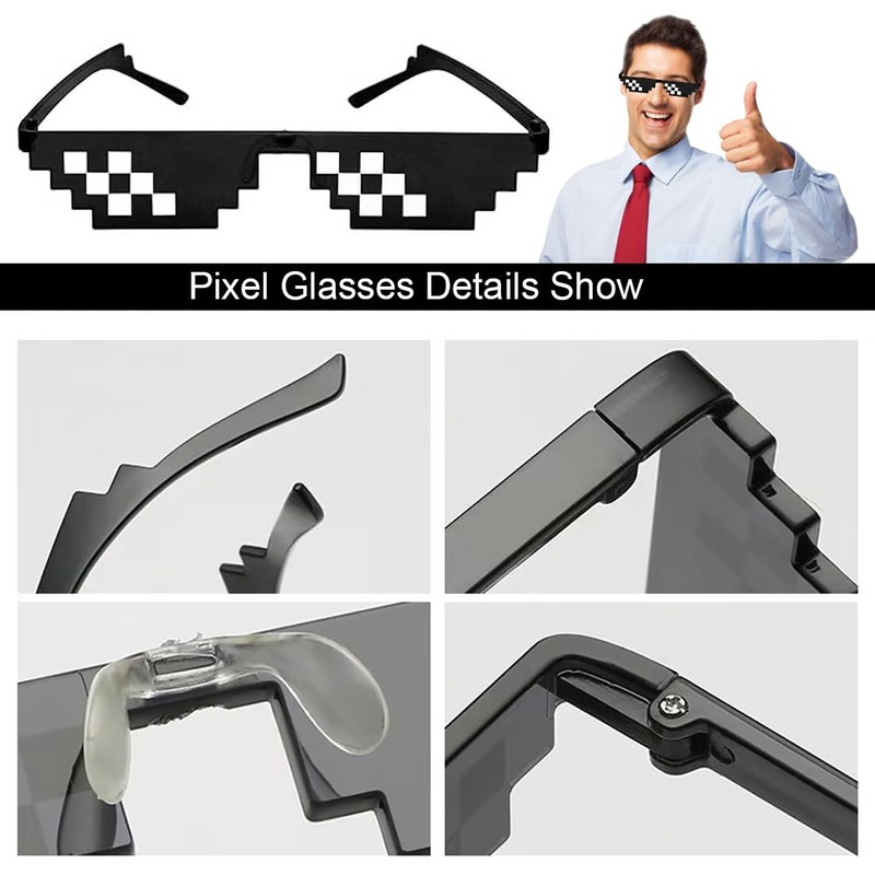 AOEVUIR Pack of 3 Pixel Sunglasses, Cool Funny Mosaic Glasses,