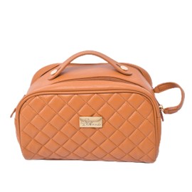 Shani Travel Cosmetic Bag,Large Capacity Travel Make up Bag,Cosmetic Bags for Women,Multi-Functional Storage Cosmetic Bag (Brown)