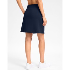 Viodia 18" Skorts for Woman with Pockets High Waisted Golf Tennis Skirts Knee Length Long Skort for Women Dressy Casual, Navy, Small