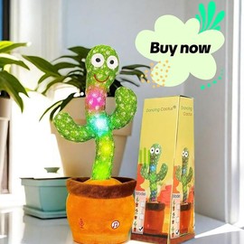 Dancing Cactus Toys,Talking Mimicking Singing Repeats What You Say:_Bearded Cactus