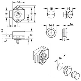 Druck-Schlösser Push Lock Button Lock Door Lock Cabinet Catch 15mm Kein Schlüssel Erforderlich für Caravan Van Yacht Wohnmobil Türschrank Schrank, Weiß