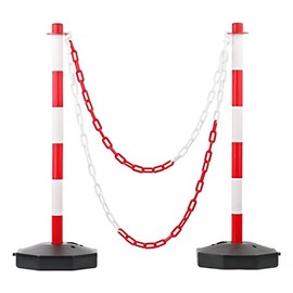 RoadHero [2 Pack] Traffic Delineator Post Cones with Fillable Base, Expandable Traffic Safety Barrier with 8FT Plastic Chain, Traffic Safety Delineator Cones for Parking Lot [Red/White]