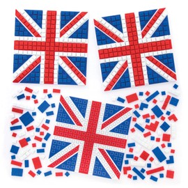 Baker Ross PJ116 Make Your Own Union Jack Coaster Craft Kit - Pack of 5, British Themed Craft and Party Bag Filler for Kids,