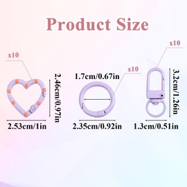 30Pcs Keyring Making Kit, Key Ring Hoop, Lobster Clasps, Keyring Clip, Keychain Clasp Set, Keychain Hooks & Colored Key Rings, 10 Colors Small Set, Heart-Shaped Clasps and Spring O Rings for DIY Craft