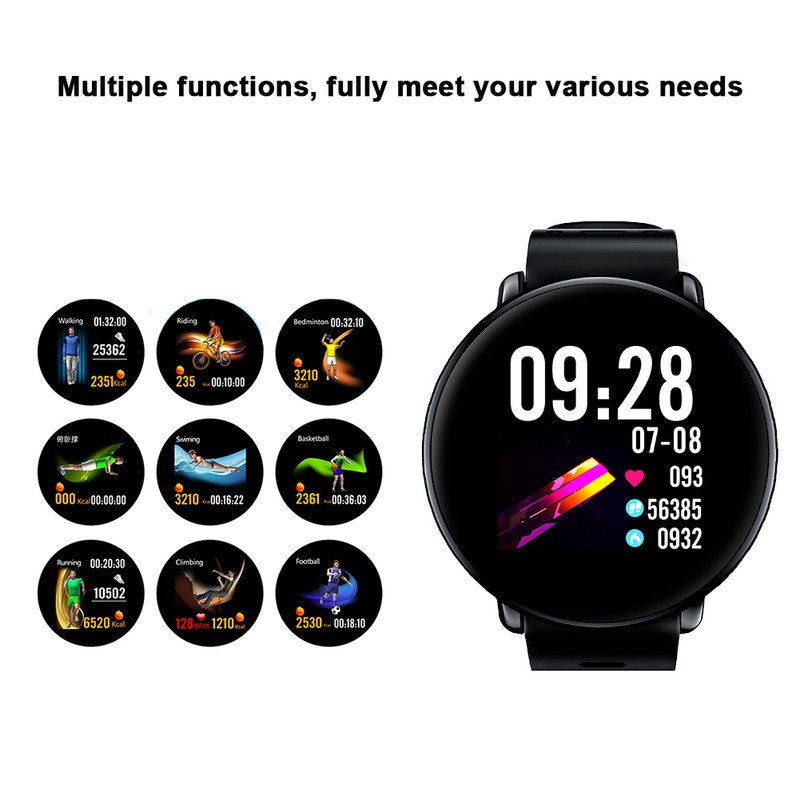 K1 1.3Inch Heart Rate Sleeping Monitor IP68 Waterproof Smartwatch(Black Gray)