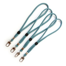 trage.band® Short Adjustable Wrist Strap with Carabiner Hook, Pack of 4, Black/Blue