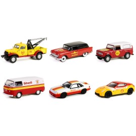 DCD Shell Oil Special Edition Series 2 Set of 6 1/64 Scale Diecast Model Cars by Greenlight