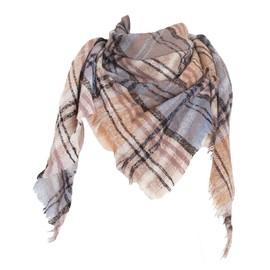 Wander Agio Womens Warm Winter Scarf Triangle Shawls Scarves Stripe Plaid Fichu Rough Brown 02