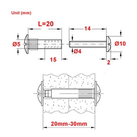 LIKERAINY Connecting Screws Bolts M5 for Wardrobe Kitchen Cabinet Furniture Carcase Unit Connectors Joiners with Sleeves in Nickel Plated 200 Sets for Wood Thickness 20-30mm