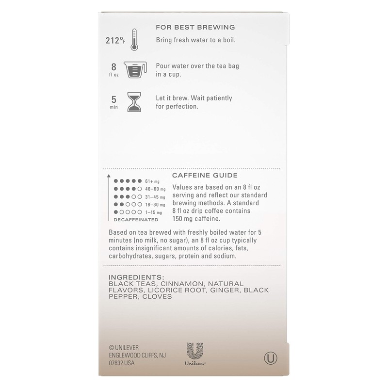 Tazo Black Tea Bags Vanilla Caramel Chai 20 Count