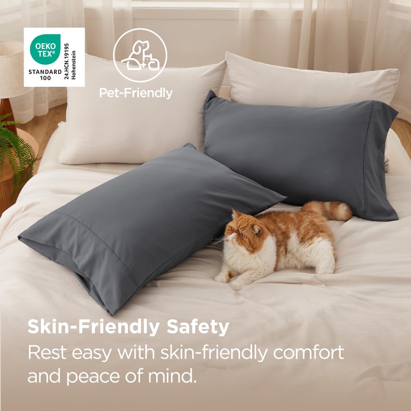 Bedsure Pillow Cases Queen Set of 2 - Dark Grey