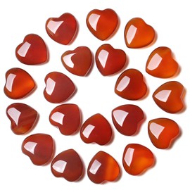 YATOJUZI 20PCS Red Carnelian Heart Healing Crystals Natural Red Carnelian Crystal Set Red Agate Love Stones Polished Stone Bulk Wholesale Mini Pocket Gemstones Reiki Energy Gifts for Women