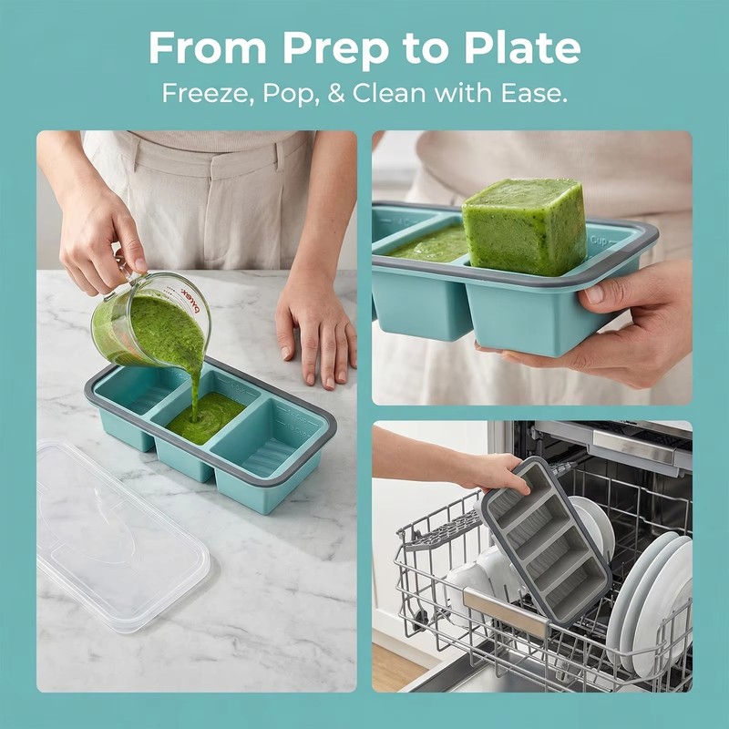 Silicone Soup Freezer Molds w/Lids,2-Cup Meal Prep,BPA-Free,Stackable,6Pack