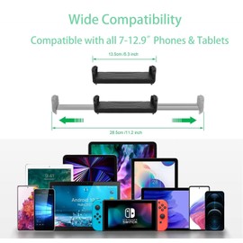 Tablet Wall Mount, Sturdy Metal Base Kitchen Wall Mount for 4.7-12.9 inch Tablet, 360° Rotatable Adjustable Tablet Holder Wall for Smartphone, Car Dashboard/Home/Office Use