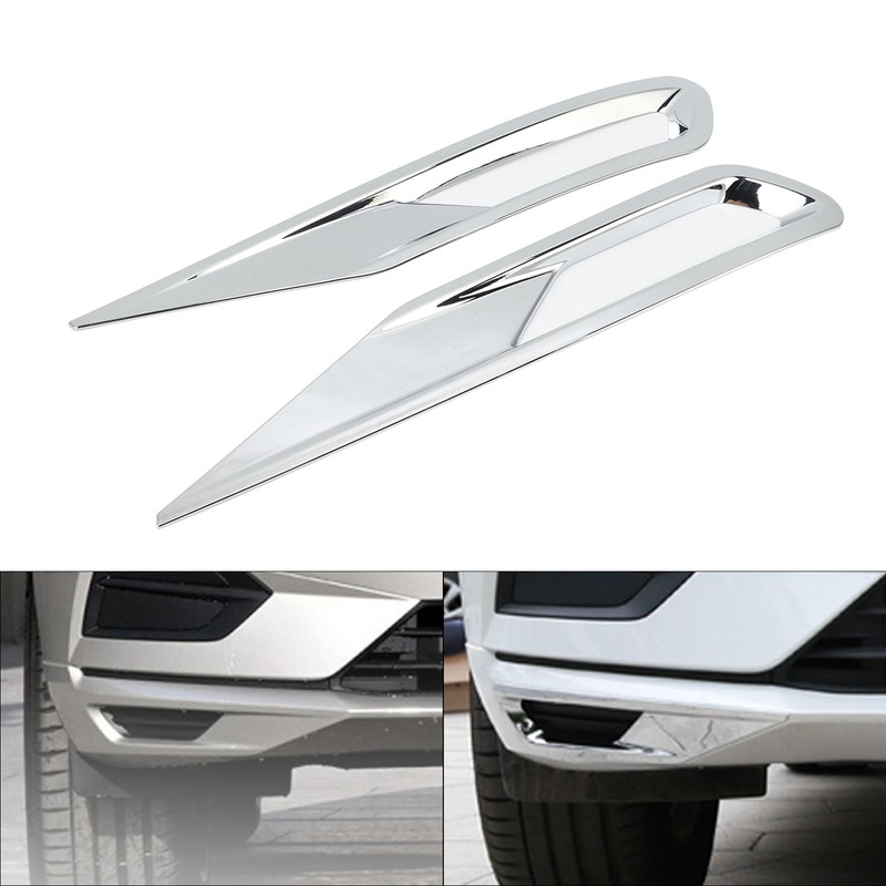 2pcs Front Fog Light Cover Trim Silver Fog Lamp Bezel