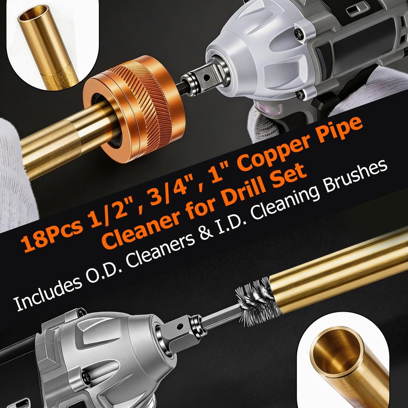 1/2" & 3/4" & 1" Metal Copper Pipe Cleaner Set