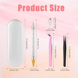 2 x double-headed rhinestone pickers, with 4 wax tips and 2 x tweezers, wax pen, dotting pen for homemade nails, quick picking up of gemstones and jewels