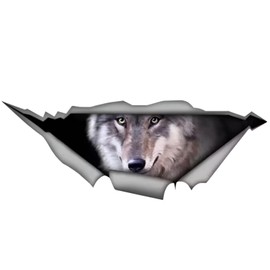 TIZIKJ Autoaufkleber Wolf Aufkleber 18cm(7.1 Inch) Car Sticker Lustig 3D Zerrissen Autoaufkleber Wolf Reflektierende Aufkleber Personalisiert Aufkleber Sto?stange Lustig Dekor