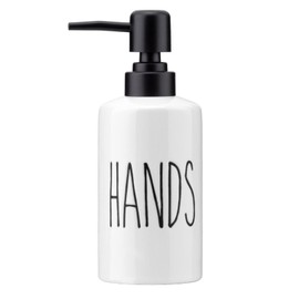 FE Hand Soap Dispenser, 10oz Ceramic Soap Dispenser for Bathroom with Plastic Pump(Hands)