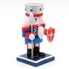Dekohelden24 Wooden Nutcracker Soldier in Blue, Silver and Red, L