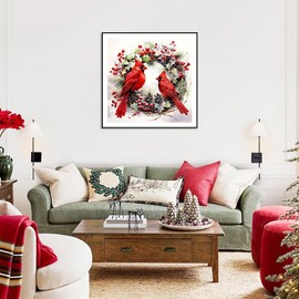 SJUTOUCI Cardinal Diamond Painting Kits for Adults, Diamond Art Kits for Beginners, 5D DIY Diamond Dot Art, Full Drill Gem Craft for Home Decor 12x12 inch, Christmas