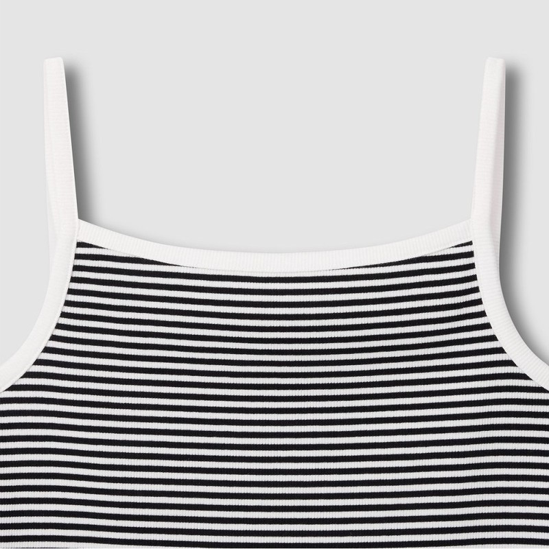 JAJU [JAJU] Women's Cotton Rib Square Neck Sleeveless T-shirt_Jet Black