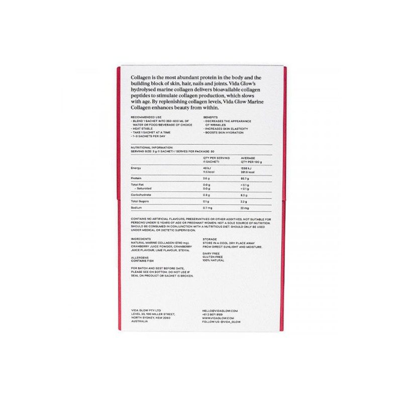 Vida Glow Marine Collagen Cranberry & Lime 30 x 3g
