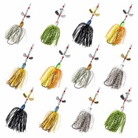 Bass Fishing Lures Buzzbait Spinnerbait Kit Hard Metal Bass Spinner Baits Fishing Lure Multicolor Swimbait Buzz Bait Fishing Lure for Bass Pike Trout Salmon Fishing