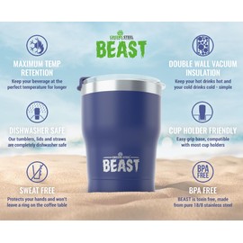 Beast 10 oz Tumbler Stainless Steel Vacuum Insulated Coffee Ice Cup Double Wall Travel Flask (Royal Blue)