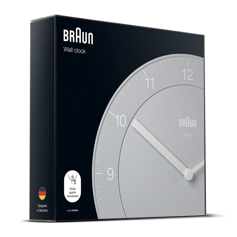 Braun Classic Analogue Wall Clock with Quiet Quartz Movement, Easy