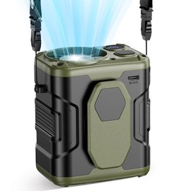 coldSky Upgrade Portable Waist Fan Clip On, 10000mAh Rechargeable Wearable Belt/Neck Personal Fan with Light, 5 Speeds Strong Airflow Cooling for Outdoor Jobsite Camping Travel