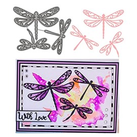 3 Pcs Dragonfly Metal Cutting Dies,Christmas Flowers Die Cuts,DIY Scrapbooking Artist Cutting Dies Stencil Template Molds for DIY Card Making Embossing Photo Decorative (9.3x7.7cm)