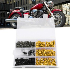 Tomotato Pack of 198 Motorcycle Fairing Screws Kit M5 M6 Screws Nut Universal Motorcycle Windshield Fairing Screws Body Screws Set (Gold)