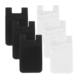 Uonlytech 6 Piezas Tarjetero de silicona para teléfono móvil Porta tarjetas pegar en el titular de la tarjeta de crédito teléfonos móviles cartera caso de la tarjeta para el teléfono Acortar