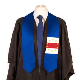 Cape Verde Flag Graduation Stole Satin Stole Scarf for Study Aboard International Students 72" Length